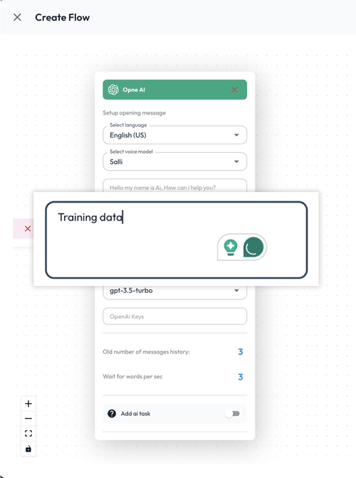 AI model training interface